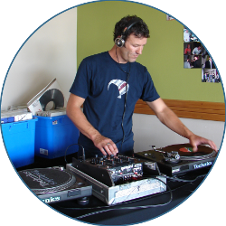 DJ Dave playing a turntable